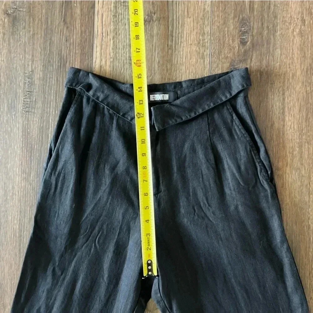 Reformation Pants Foldover Waistband Pleated Cuffed Hem Pockets Size 4 Black